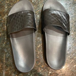 Black Gucci Microguccissima Slides Size 11 - Like New